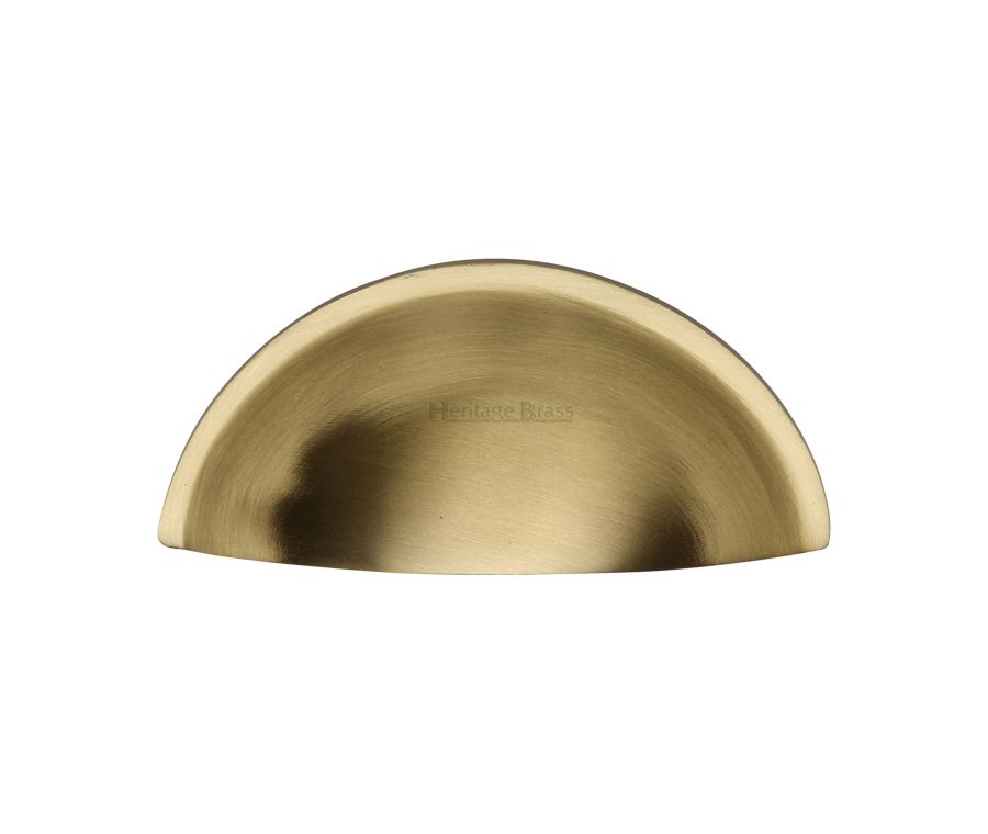 Heritage Brass Satin Brass Half Moon Cabinet Drawer Pull 57mm