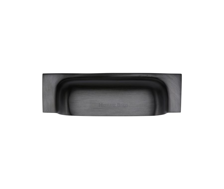Heritage Brass Matt Black Military Cabinet Drawer Pull 96mm