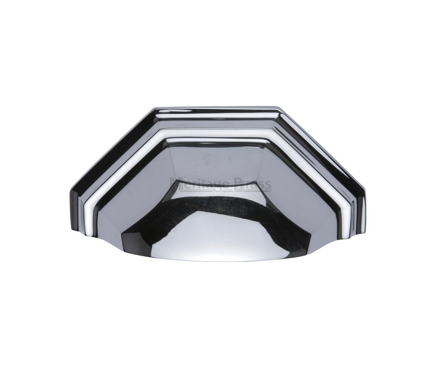 Heritage Brass Polished Chrome Deco Cabinet Drawer Pull 89mm