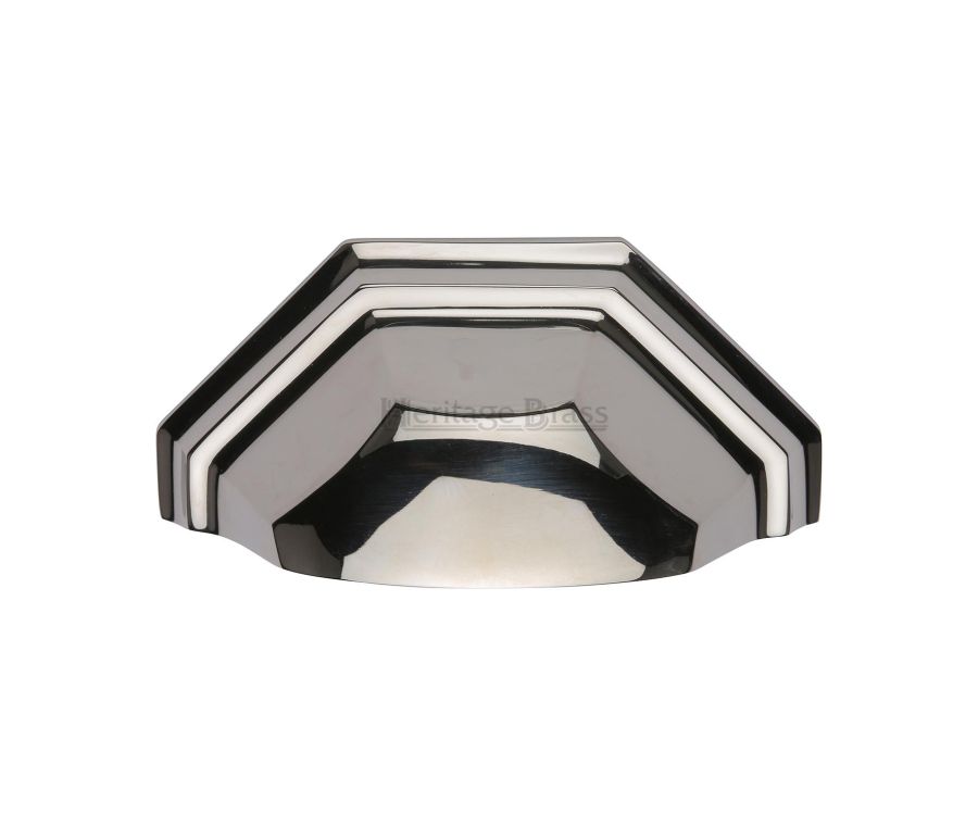 Heritage Brass Polished Nickel Finish Deco Cabinet Drawer Pull 89mm