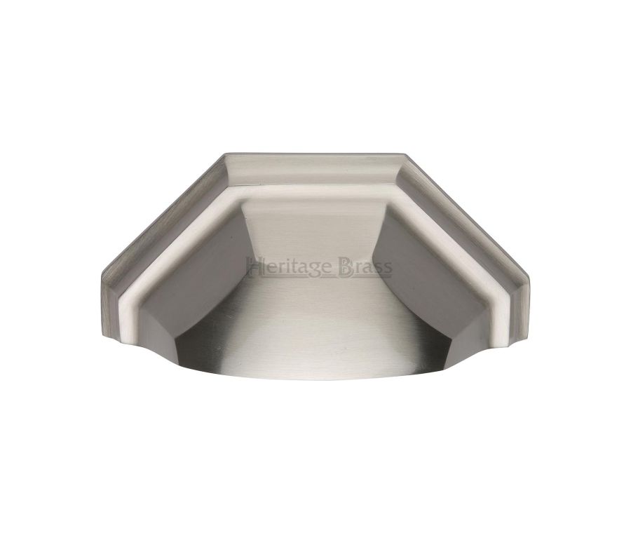 Heritage Brass Satin Nickel Deco Cabinet Drawer Pull 89mm
