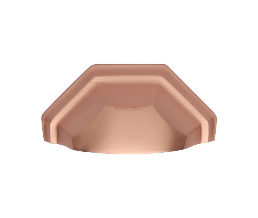 Heritage Brass Satin Rose Gold Deco Cabinet Drawer Pull 89mm