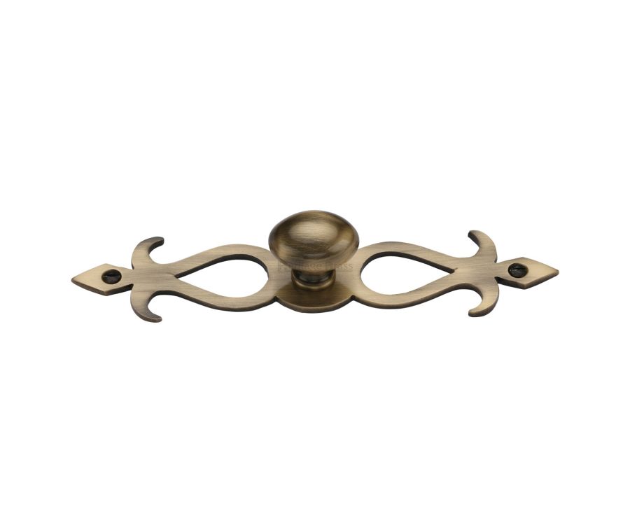 Heritage Brass Antique Brass Oval Cabinet Knob with Backplate 32mm