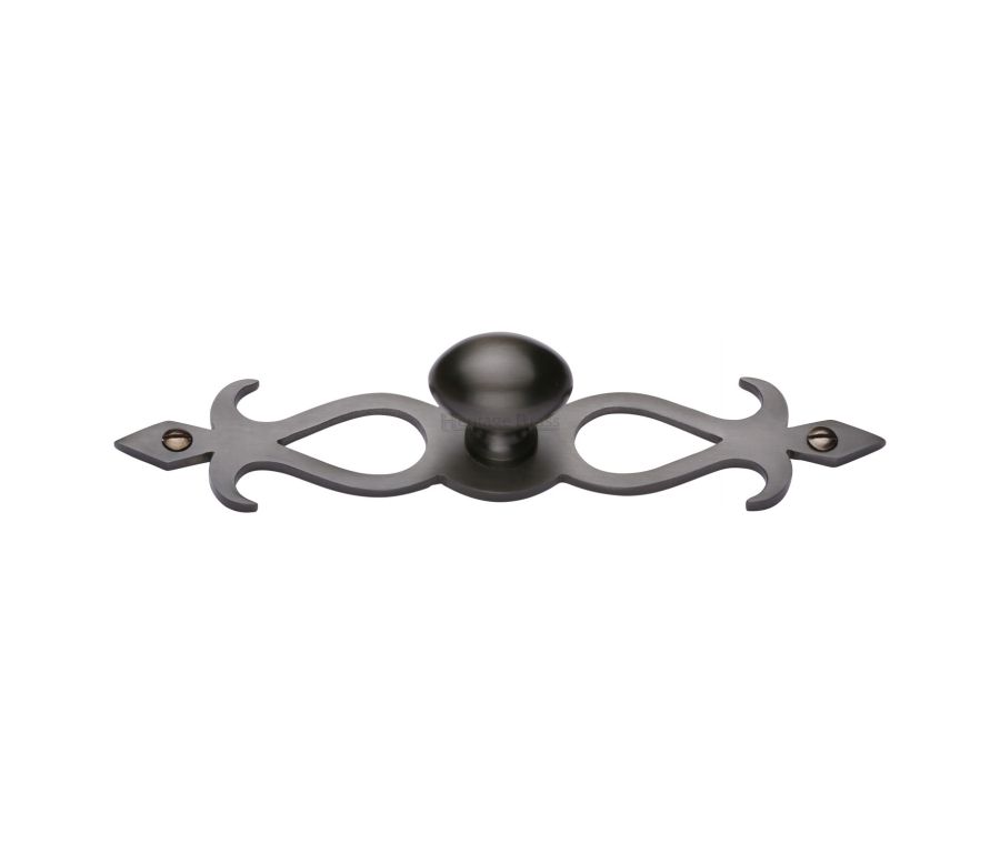 Heritage Brass Matt Bronze Oval Cabinet Knob with Backplate 32mm