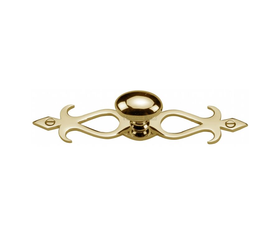 Heritage Brass Polished Brass Oval Cabinet Knob with Backplate 32mm