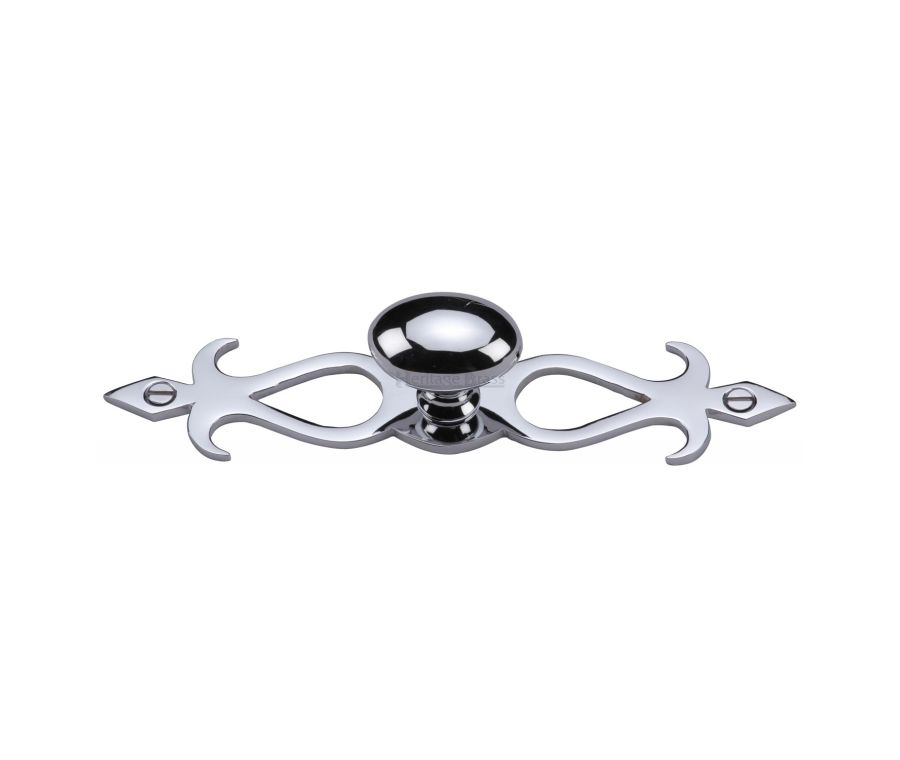 Heritage Brass Polished Chrome Oval Cabinet Knob with Backplate 32mm