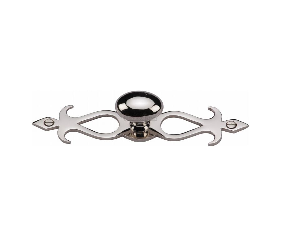 Heritage Brass Polished Nickel Finish Oval Cabinet Knob with Backplate 32mm