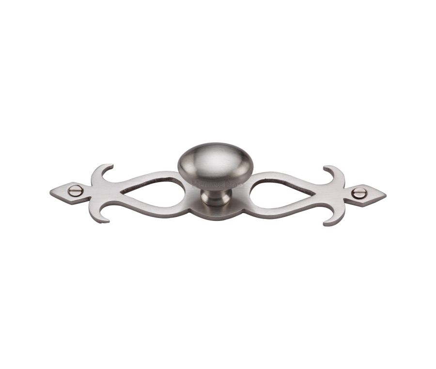 Heritage Brass Satin Nickel Oval Cabinet Knob with Backplate 32mm