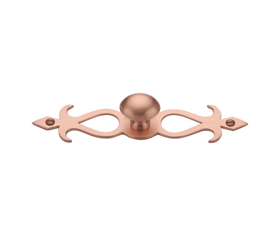 Heritage Brass Satin Rose Gold Oval Cabinet Knob with Backplate 32mm