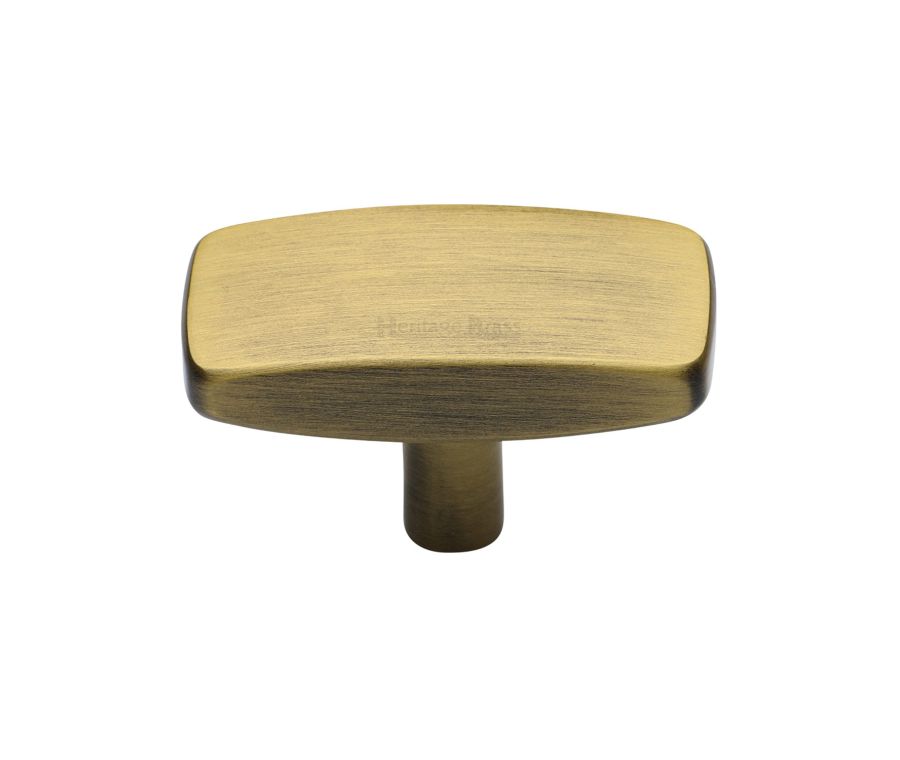 Heritage Brass Antique Brass Rectangular Cabinet Knob 41mm