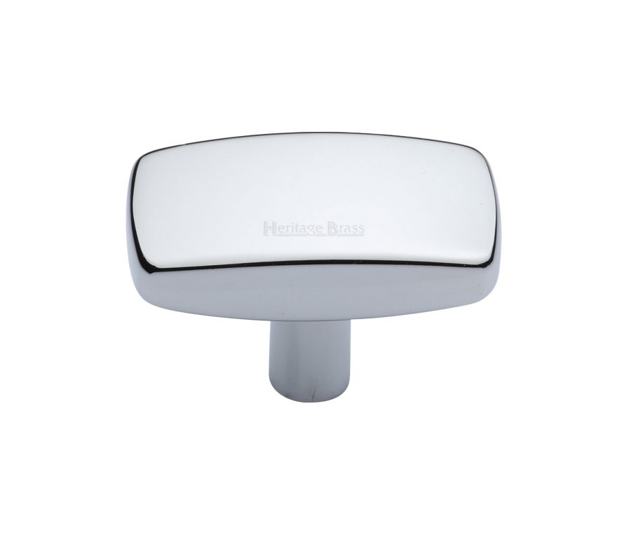Heritage Brass Polished Chrome Rectangular Cabinet Knob 41mm
