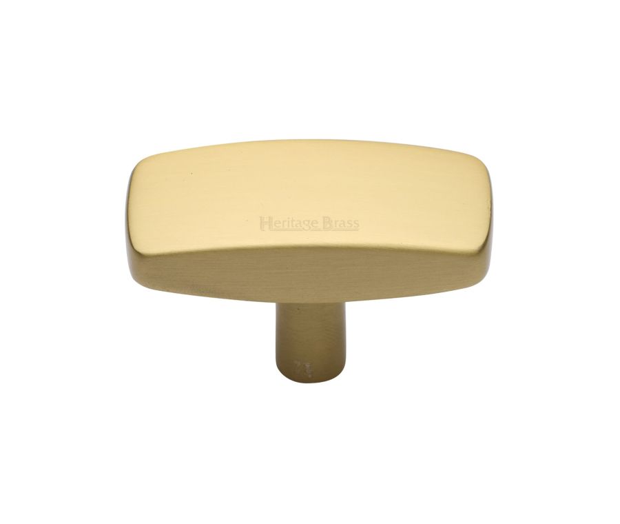 Heritage Brass Satin Brass Rectangular Cabinet Knob 41mm