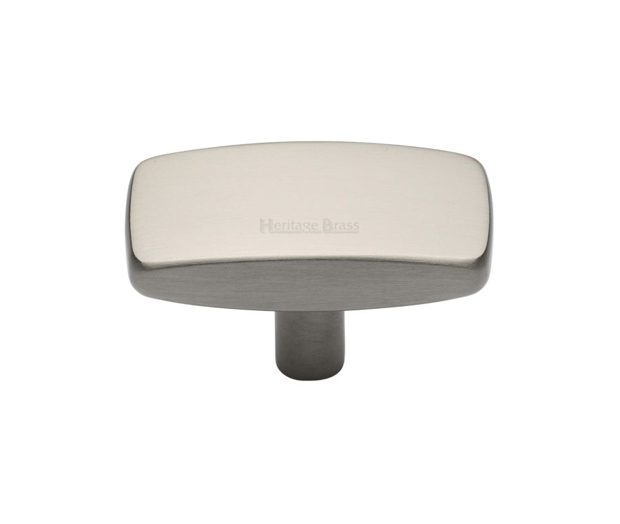 Heritage Brass Satin Nickel Rectangular Cabinet Knob 41mm