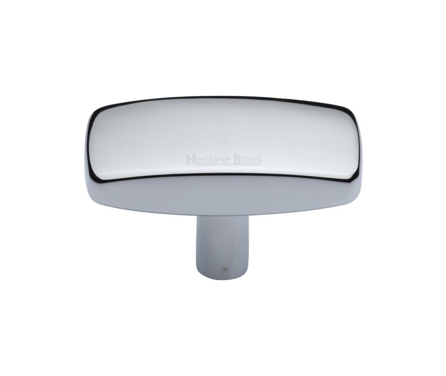 Heritage Brass Polished Chrome Rectangular Cabinet Knob 47mm