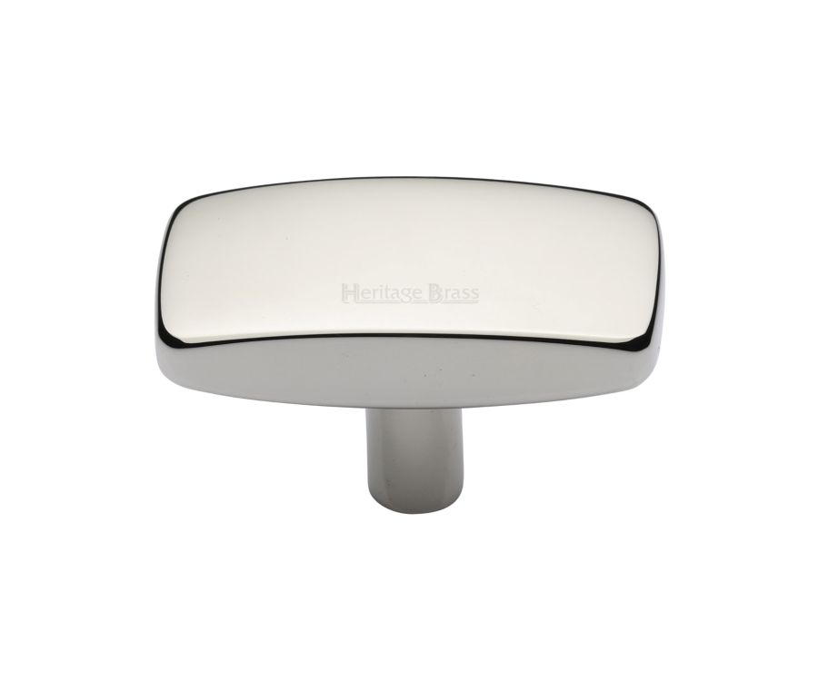 Heritage Brass Polished Nickel Finish Rectangular Cabinet Knob 47mm