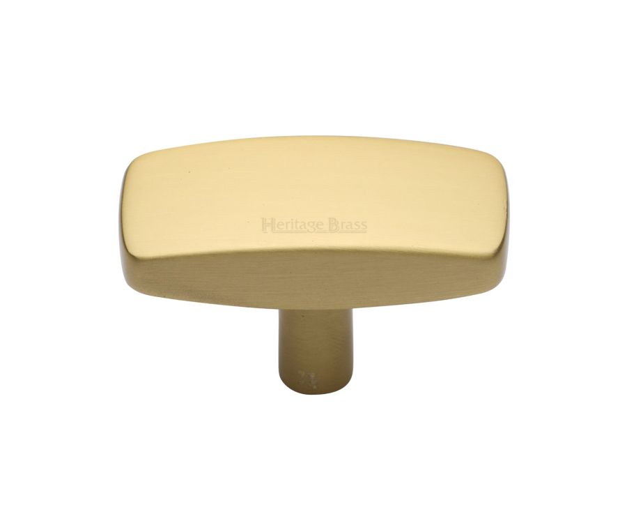 Heritage Brass Satin Brass Rectangular Cabinet Knob 47mm