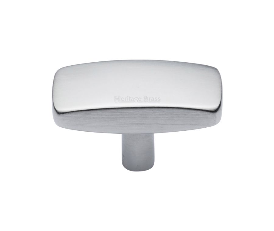 Heritage Brass Satin Chrome Rectangular Cabinet Knob 47mm