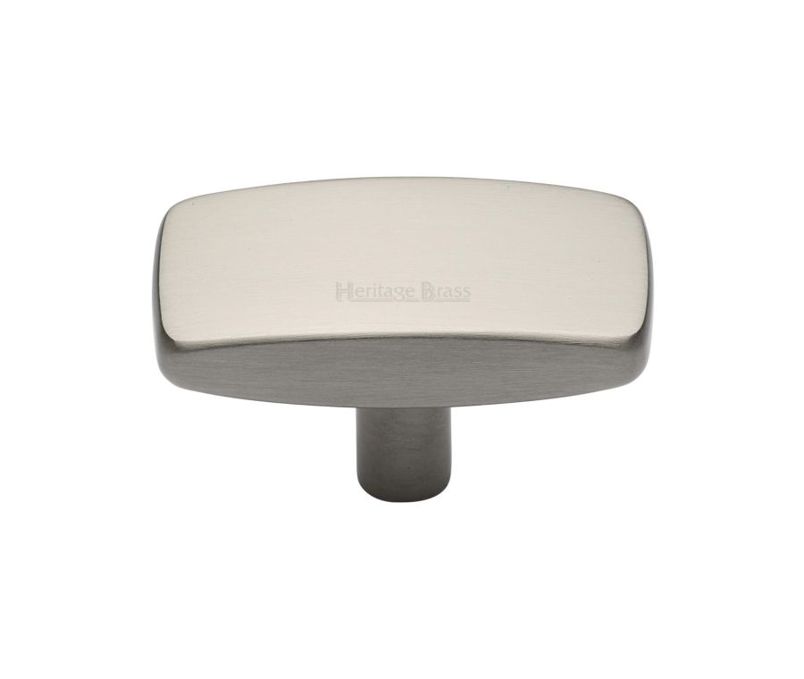Heritage Brass Satin Nickel Rectangular Cabinet Knob 47mm