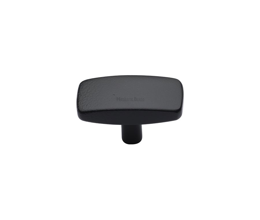 Heritage Brass Matt Black Rectangular Cabinet Knob 47mm