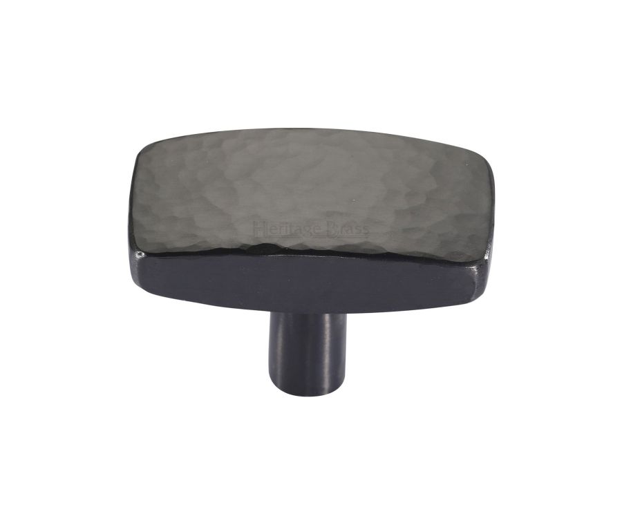 Heritage Brass Matt Bronze Rectangular Hammered Cabinet Knob 41mm