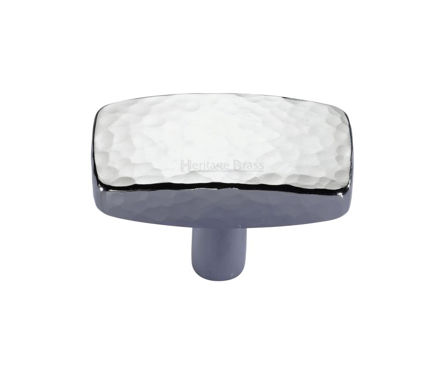 Heritage Brass Polished Chrome Rectangular Hammered Cabinet Knob 41mm