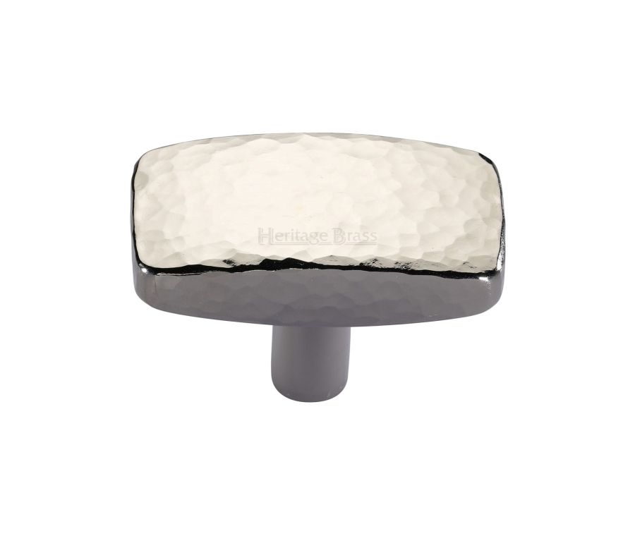 Heritage Brass Polished Nickel Finish Rectangular Hammered Cabinet Knob 41mm