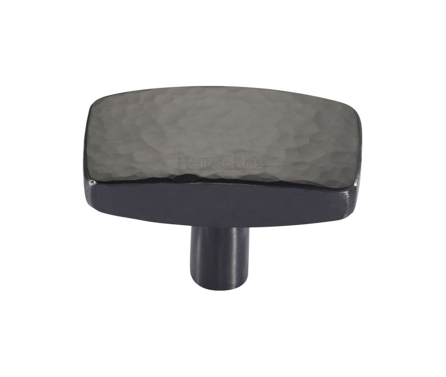 Heritage Brass Matt Bronze Rectangular Hammered Cabinet Knob 47mm