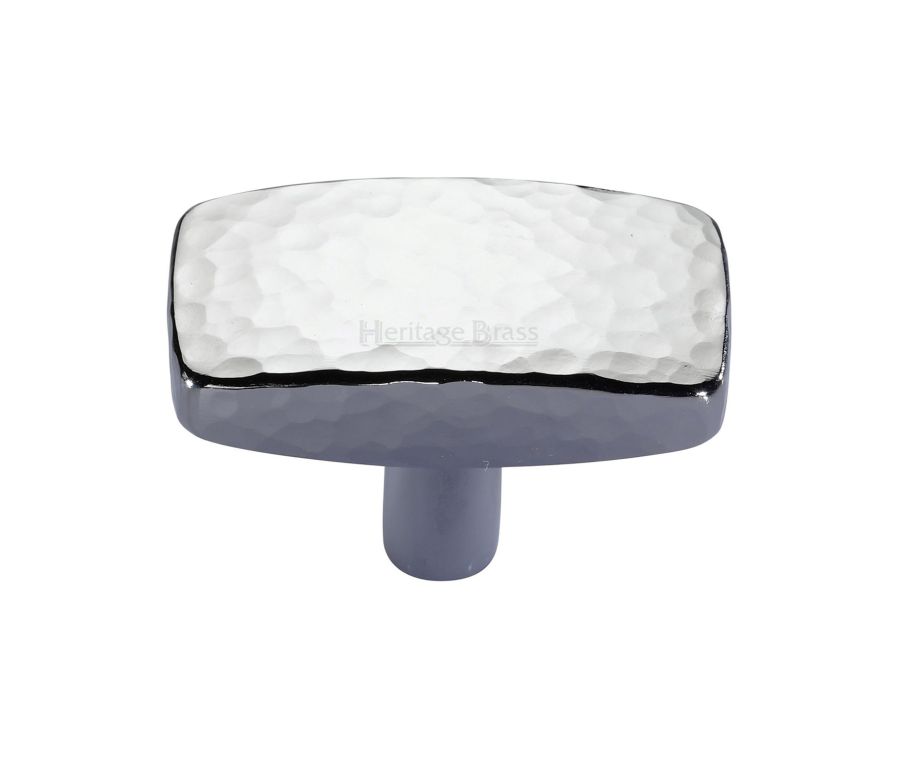 Heritage Brass Polished Chrome Rectangular Hammered Cabinet Knob 47mm
