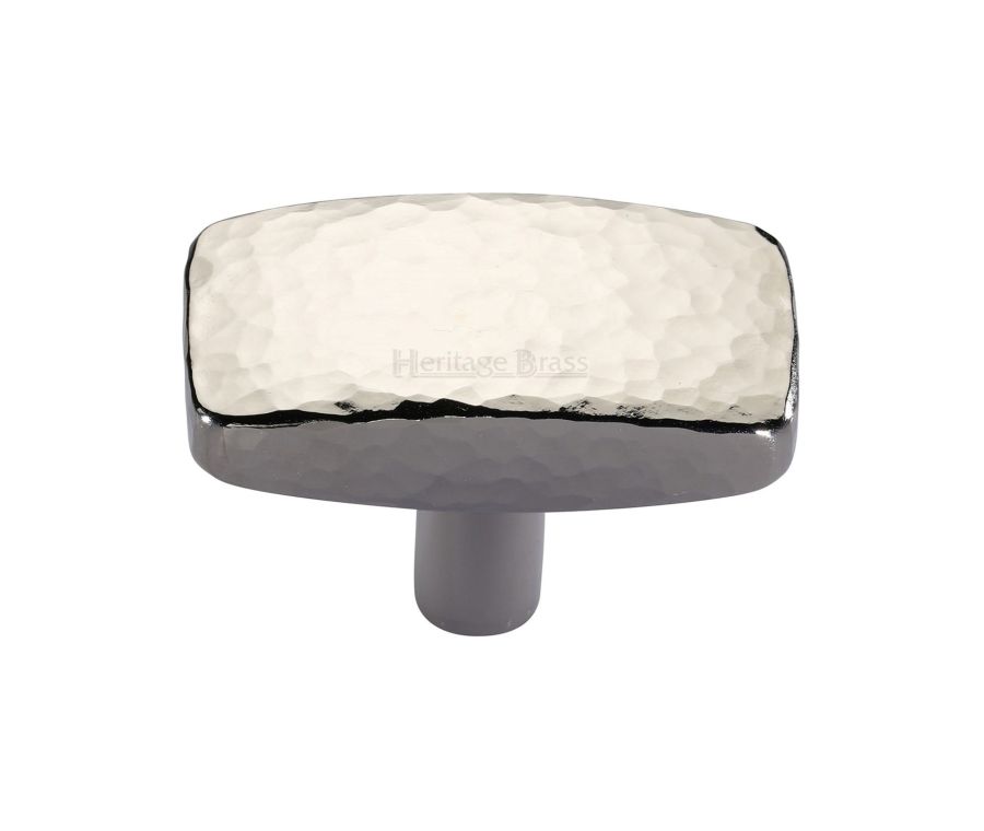 Heritage Brass Polished Nickel Finish Rectangular Hammered Cabinet Knob 47mm