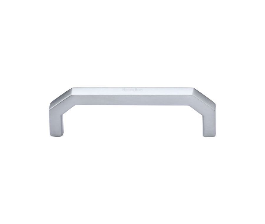 Heritage Brass Satin Chrome Hex Angular Cabinet Pull Handle 101mm