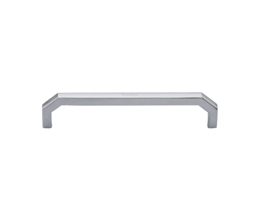 Heritage Brass Satin Chrome Hex Angular Cabinet Pull Handle 152mm