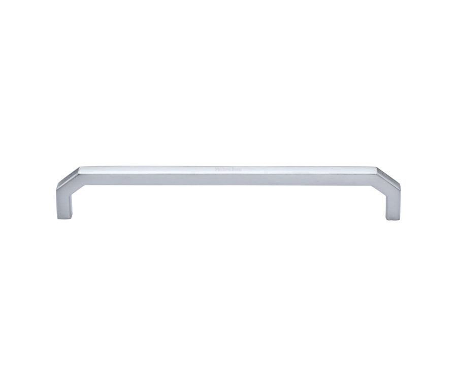 Heritage Brass Satin Chrome Hex Angular Cabinet Pull Handle 203mm