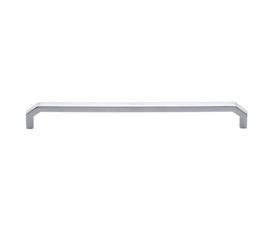 Heritage Brass Satin Chrome Hex Angular Cabinet Pull Handle 254mm