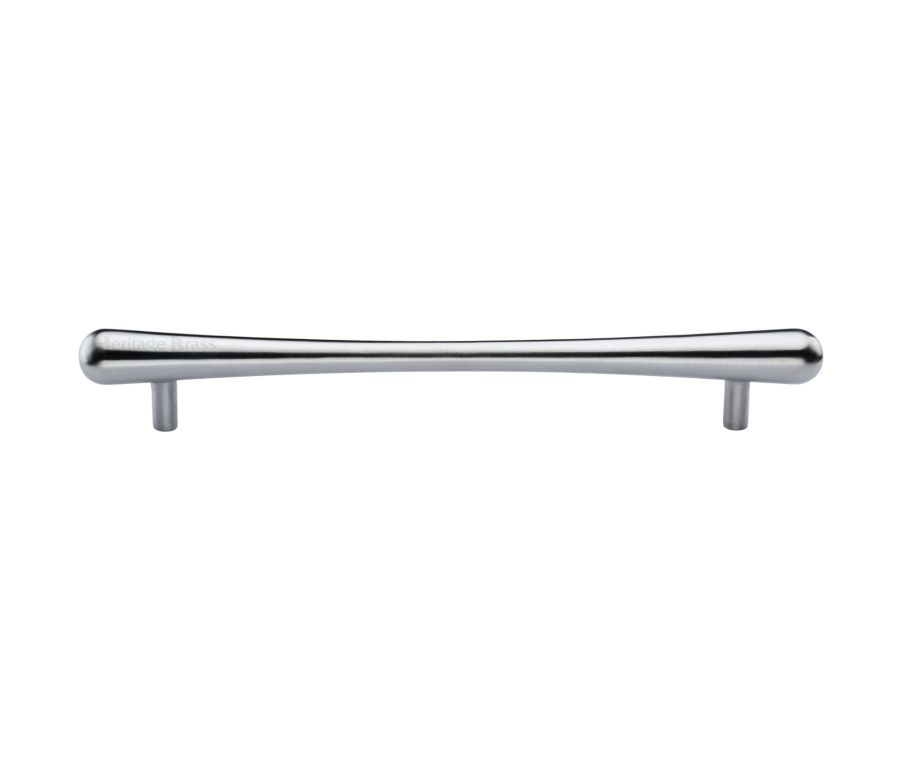 Heritage Brass Satin Chrome T-Bar Raindrop Cabinet Pull Handle 256mm