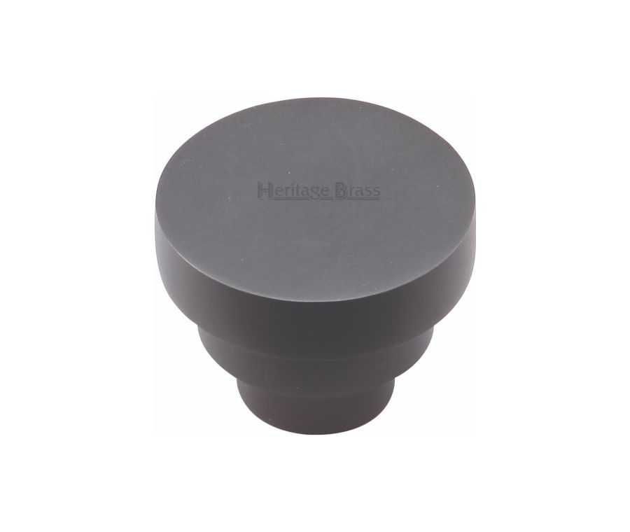 Heritage Brass Matt Black Round Stepped Cabinet Knob 32mm
