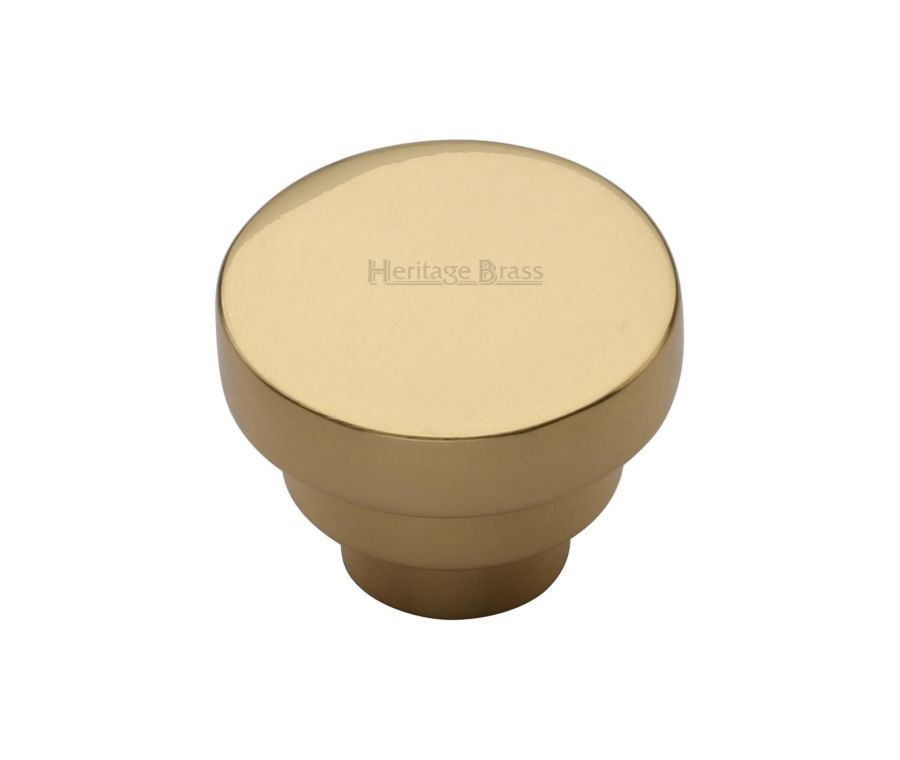 Heritage Brass Polished Brass Round Stepped Cabinet Knob 32mm