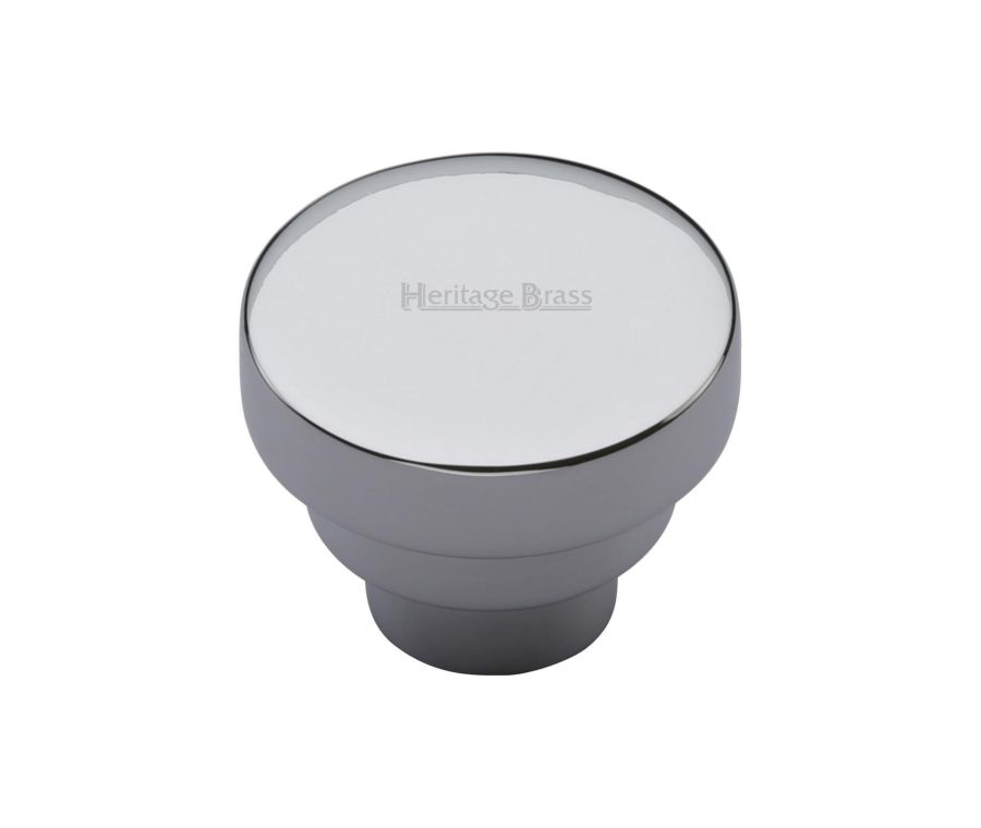 Heritage Brass Polished Chrome Round Stepped Cabinet Knob 32mm