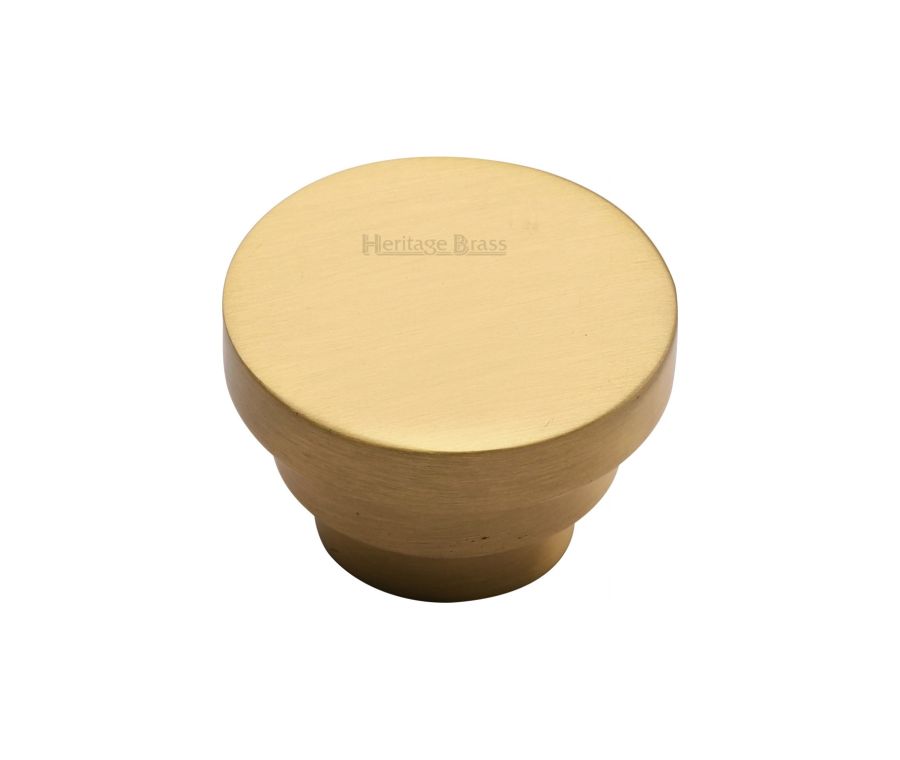 Heritage Brass Satin Brass Round Stepped Cabinet Knob 32mm