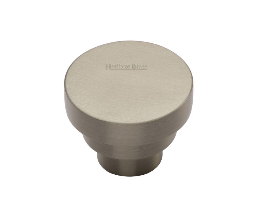 Heritage Brass Satin Nickel Round Stepped Cabinet Knob 32mm