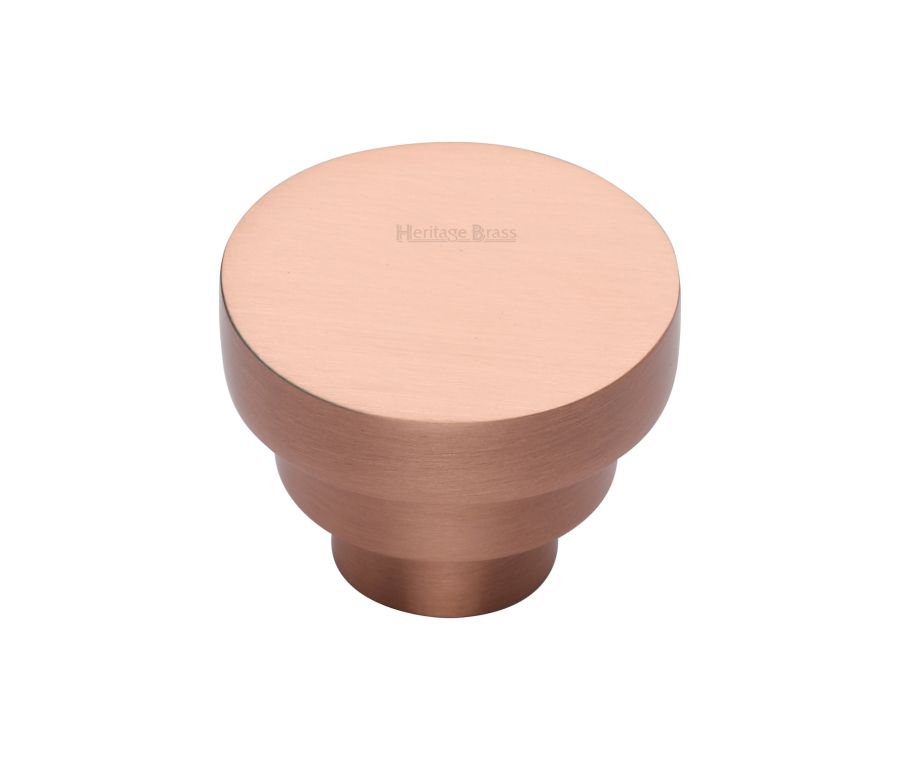 Heritage Brass Satin Rose Gold Round Stepped Cabinet Knob 32mm