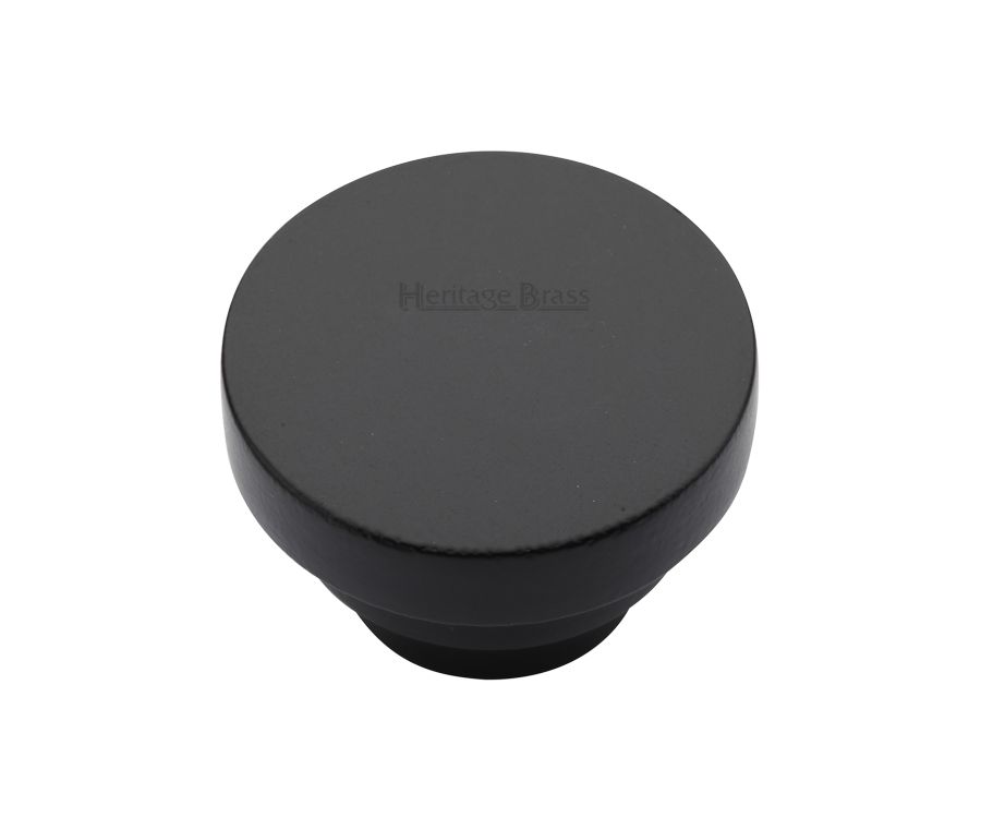Heritage Brass Matt Black Round Stepped Cabinet Knob 38mm