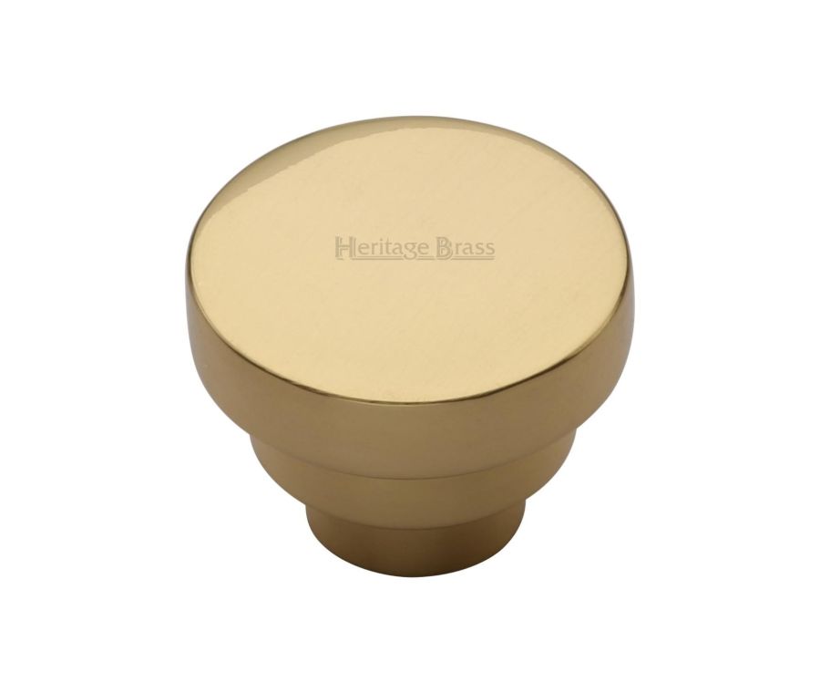 Heritage Brass Polished Brass Round Stepped Cabinet Knob 38mm