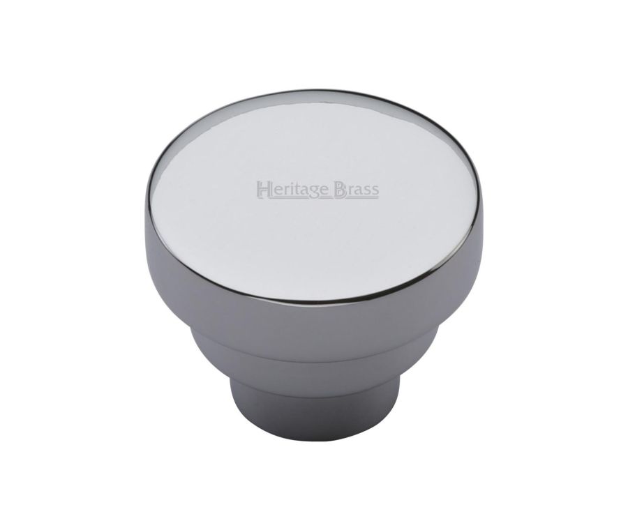 Heritage Brass Polished Chrome Round Stepped Cabinet Knob 38mm