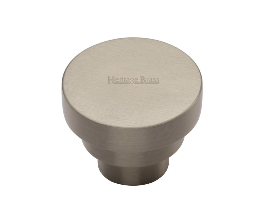 Heritage Brass Satin Nickel Round Stepped Cabinet Knob 38mm