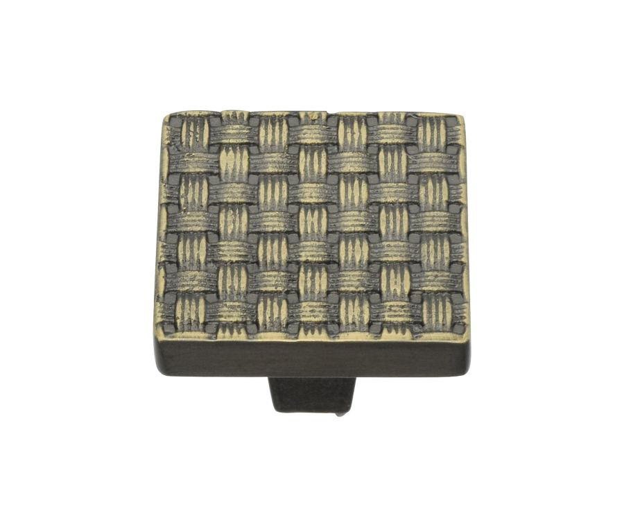 Heritage Brass Aged Brass Square Weave Cabinet Knob 32mm
