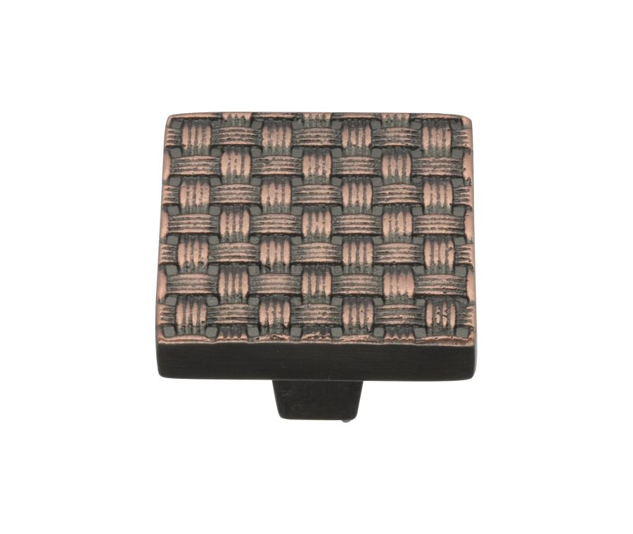 Heritage Brass Aged Copper Square Weave Cabinet Knob 32mm