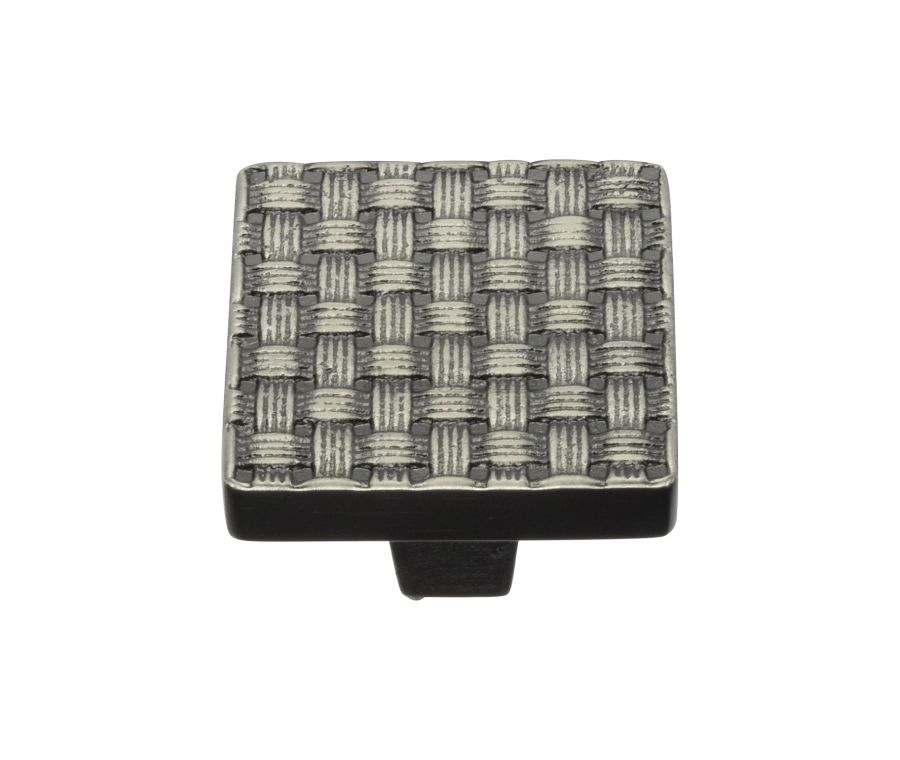 Heritage Brass Aged Nickel Square Weave Cabinet Knob 32mm