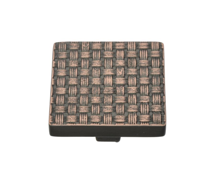 Heritage Brass Aged Copper Square Weave Cabinet Knob 38mm