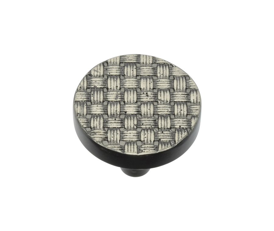 Heritage Brass Aged Nickel Round Weave Cabinet Knob 32mm