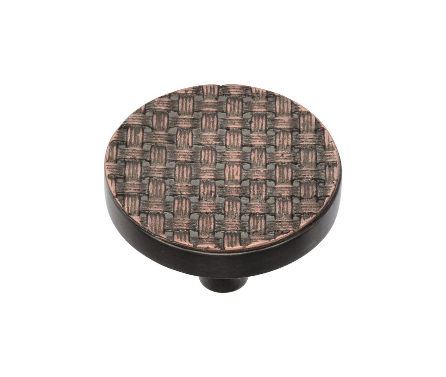 Heritage Brass Aged Copper Round Weave Cabinet Knob 38mm
